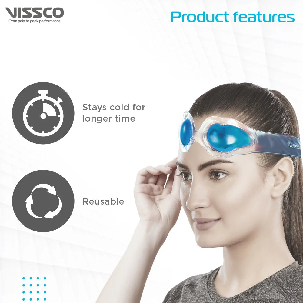 Vissco Cool Eyes (Gel), Eye Relaxing Mask For Puffy Tired Eyes, Dark Circles, Instant Pain Relief, Dry Eyes, Redness - Universal (Blue)