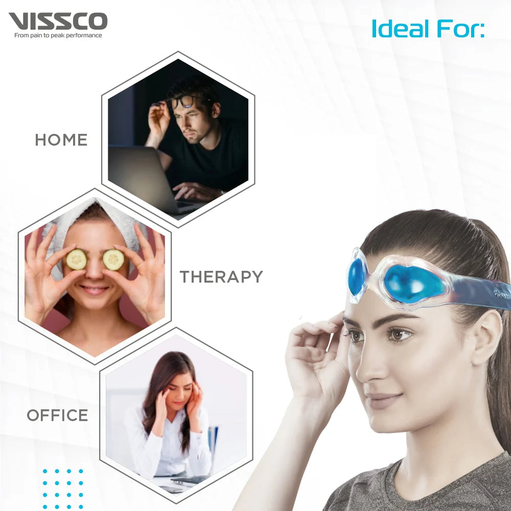 Vissco Cool Eyes (Gel), Eye Relaxing Mask For Puffy Tired Eyes, Dark Circles, Instant Pain Relief, Dry Eyes, Redness - Universal (Blue)