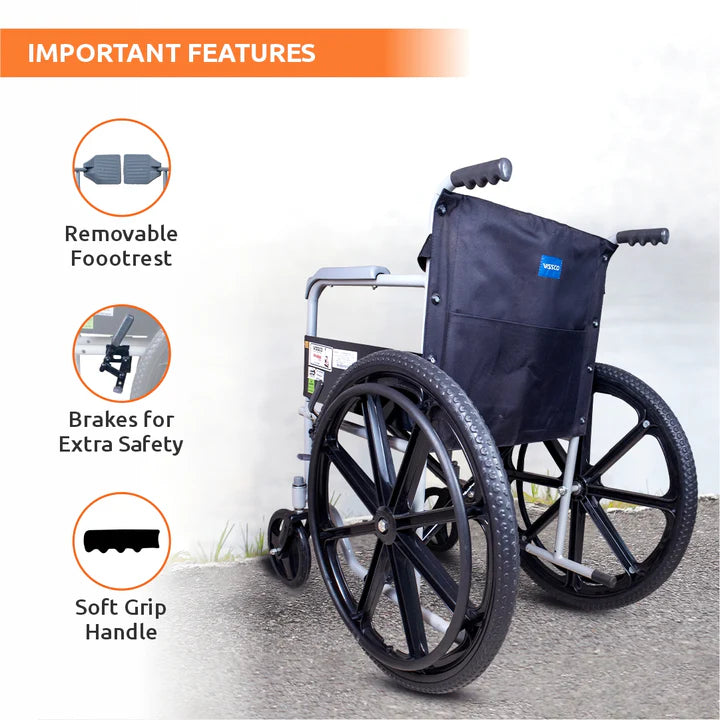 Rodeo Veer Mag Wheel | WheelChair With Fixed Handle | Swingable Footrest | Weight Capacity 100kg