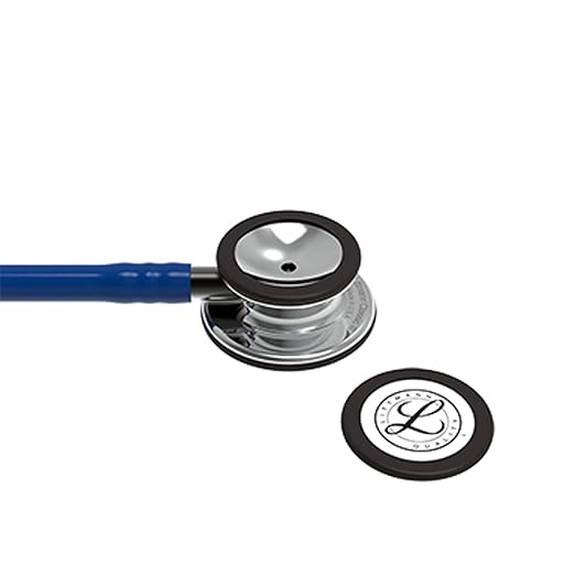 3M™ Littmann® Classic III™ Monitoring Stethoscope, Mirror - Finish Chestpiece, Navy Blue Tube, Smoke Stem, 5863