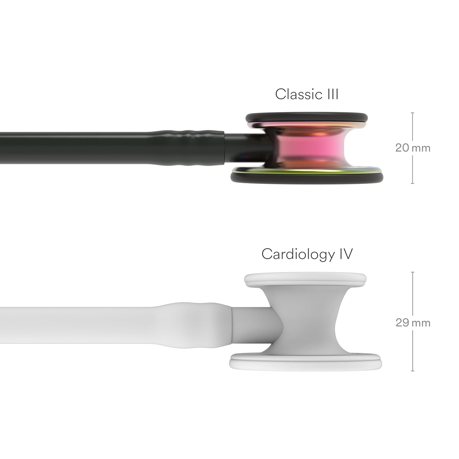 3M™ Littmann® Classic III™ Monitoring Stethoscope, Rainbow-Finish Chestpiece, black stem and headset, Black Tube, 5870