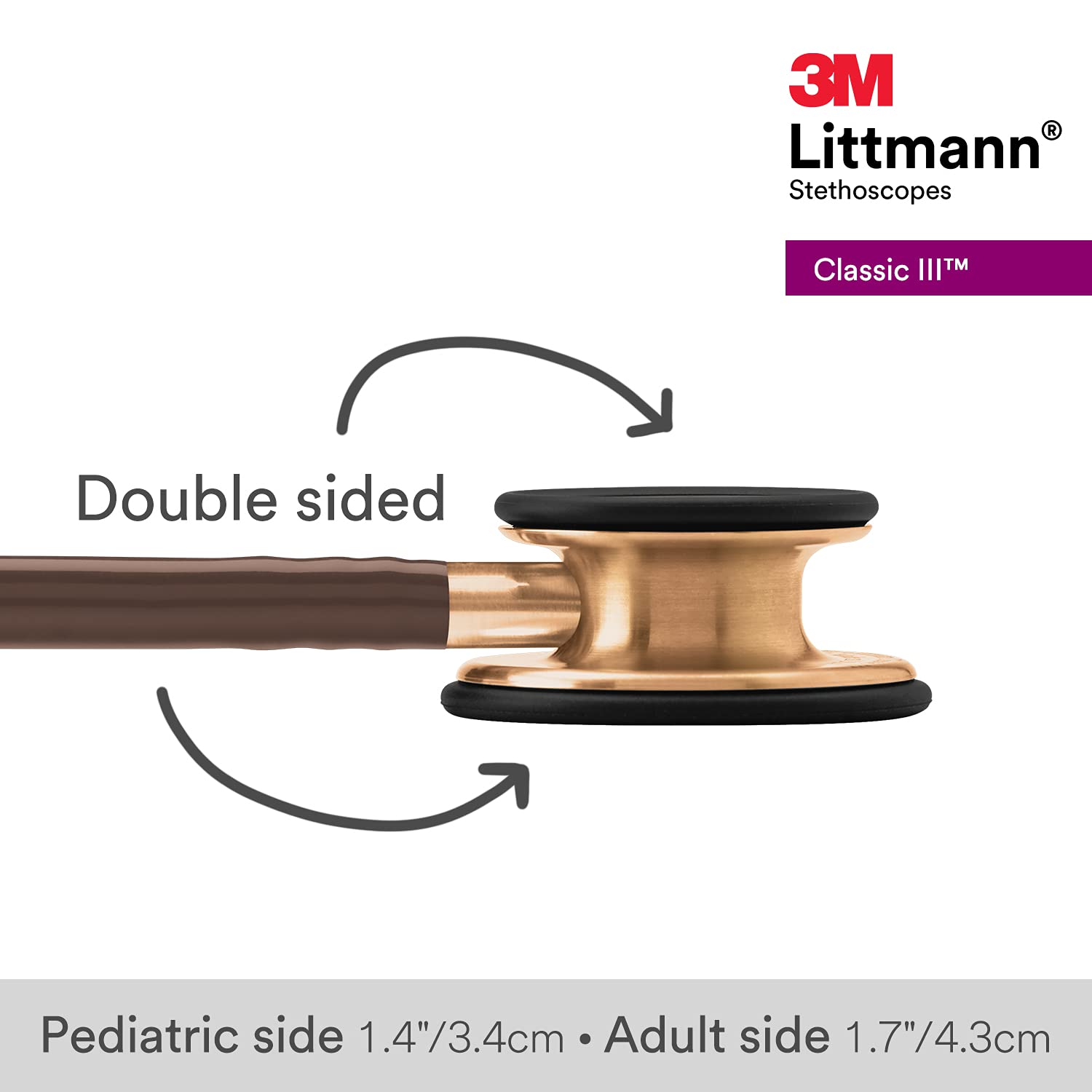 3M™ Littmann® Classic III™ Monitoring Stethoscope, Copper-Finish Chestpiece, Chocolate Tube, 27 in, 5809