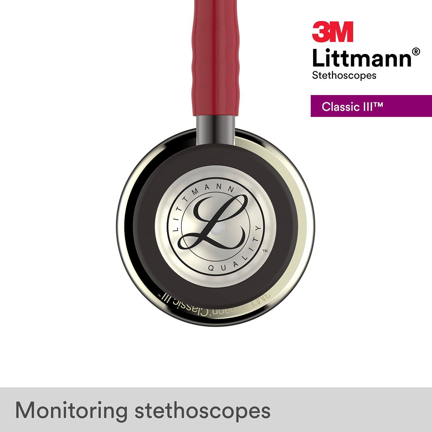 3M Littmann Classic III Stethoscopes (Champagne - Finish Chestpiece, Burgundy Tube, Smoke Stem), 5864