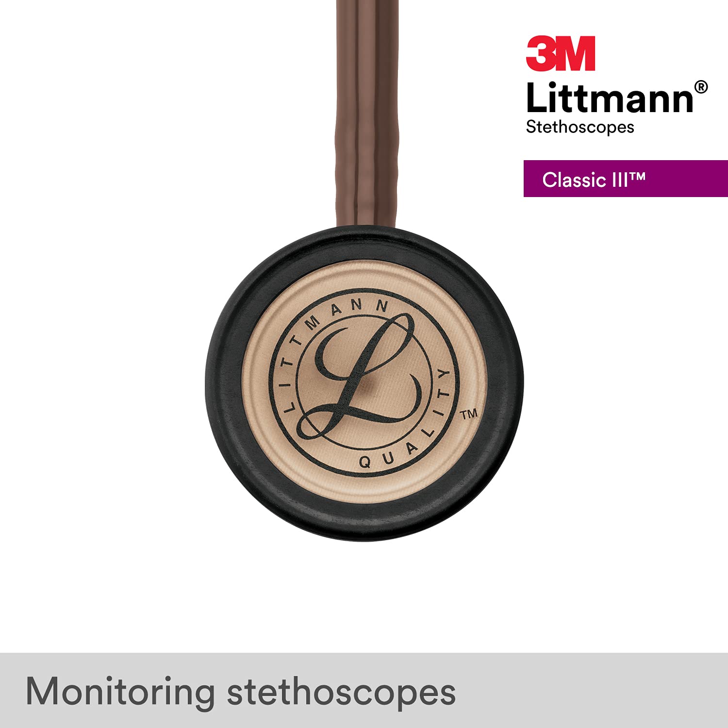 3M™ Littmann® Classic III™ Monitoring Stethoscope, Copper-Finish Chestpiece, Chocolate Tube, 27 in, 5809