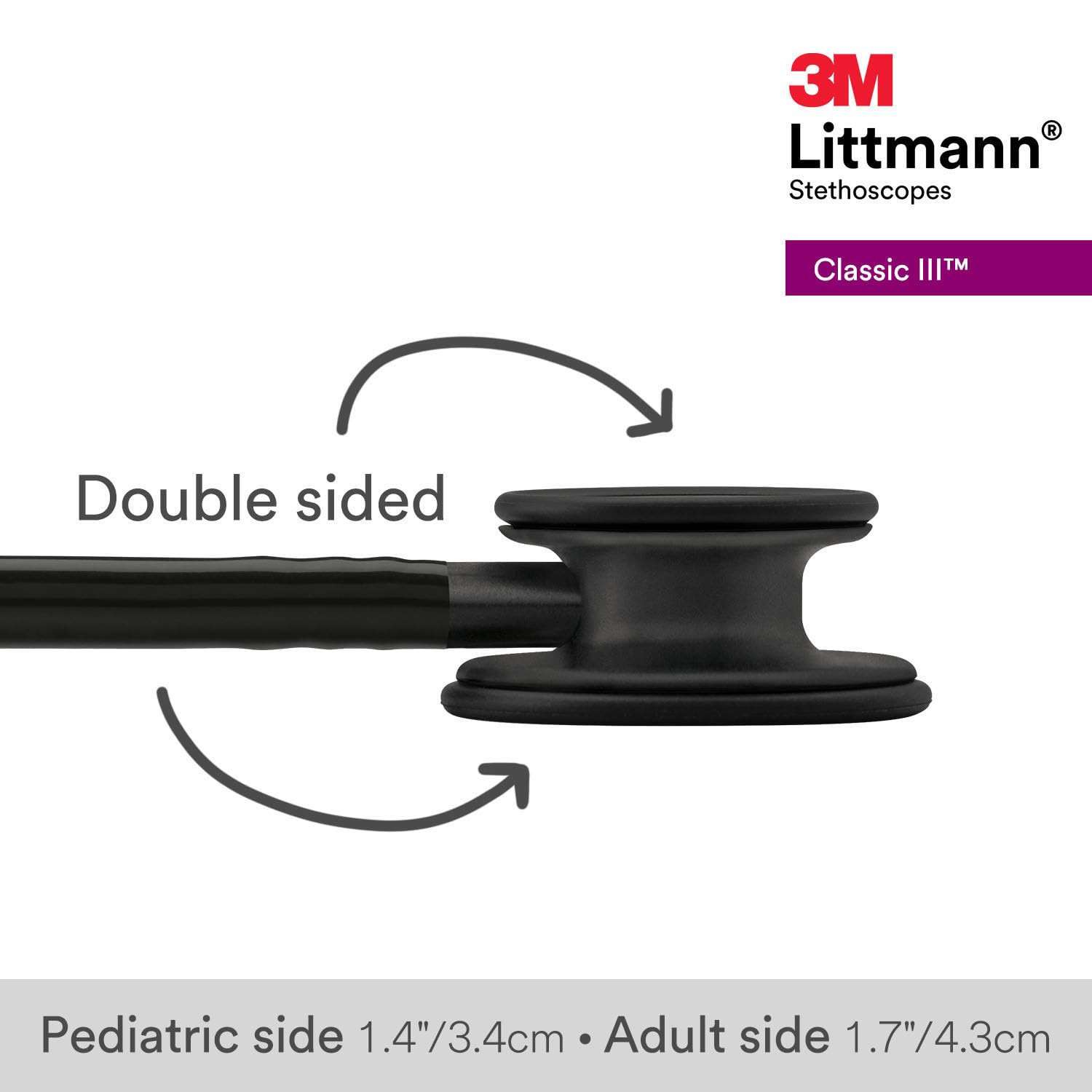3M™ Littmann® Classic III™ Monitoring Stethoscope, Black Edition Chestpiece, Black Tube, 27 in, 5803