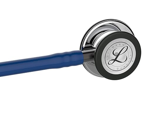 3M™ Littmann® Classic III™ Monitoring Stethoscope, Mirror - Finish Chestpiece, Navy Blue Tube, Smoke Stem, 5863