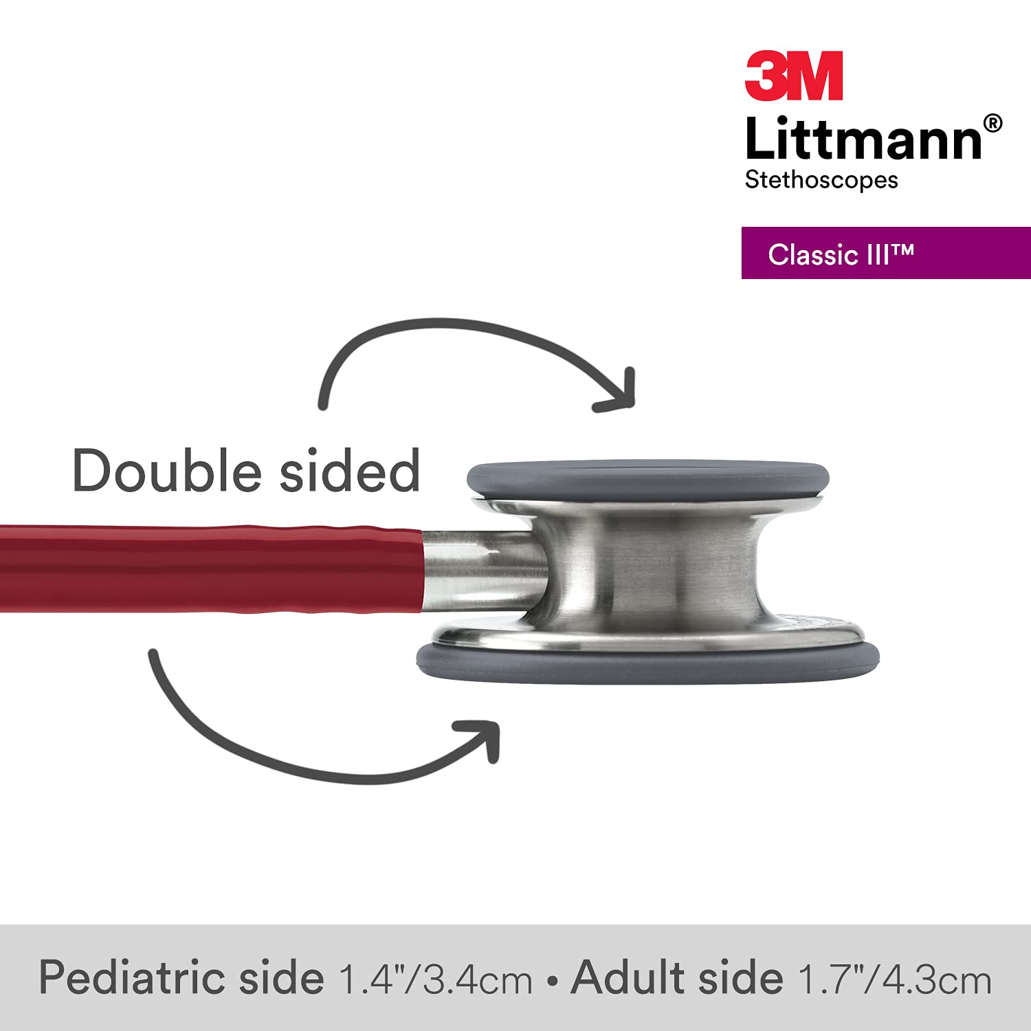 3M™ Littmann® Classic III™ Monitoring Stethoscope, Burgundy Tube, 27 in, 5627