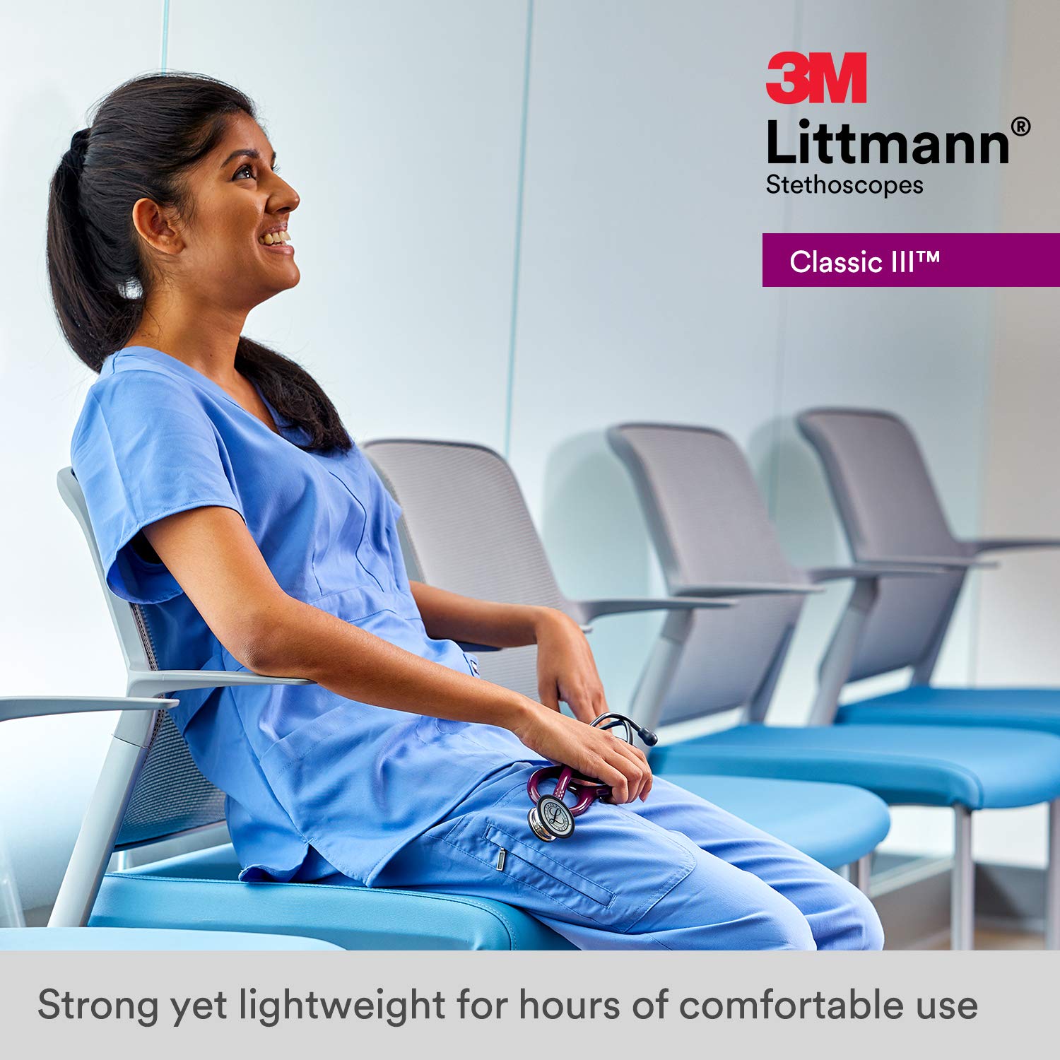 3M Littmann Classic III Stethoscopes (Champagne - Finish Chestpiece, Burgundy Tube, Smoke Stem), 5864