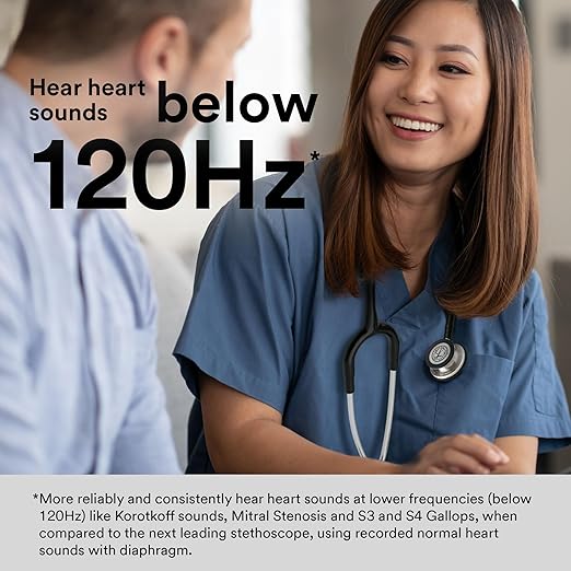 3M Littmann Classic III Monitoring Stethoscope, Black-Finish Chestpiece, stem and headset, Burgundy Tube, 27 inch, 5868