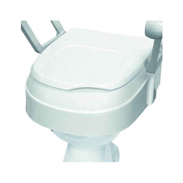 White toilet seat with hinges on a white background