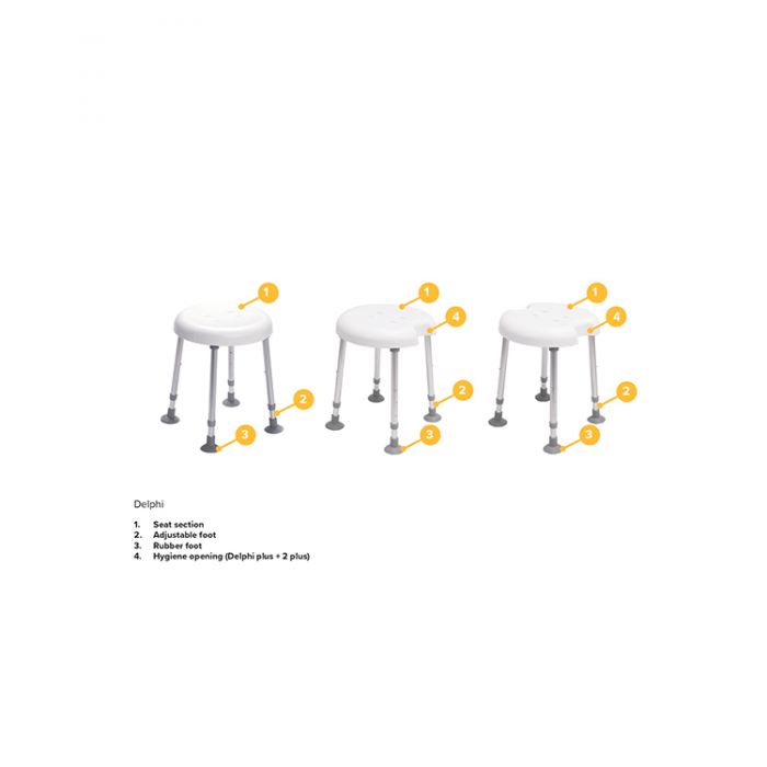 Round shower stool with description
