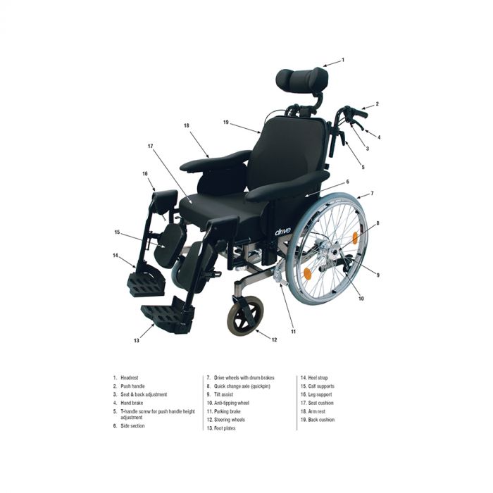Drive DeVilBliss Multitec Wheelchair 39cm with Drum Brake