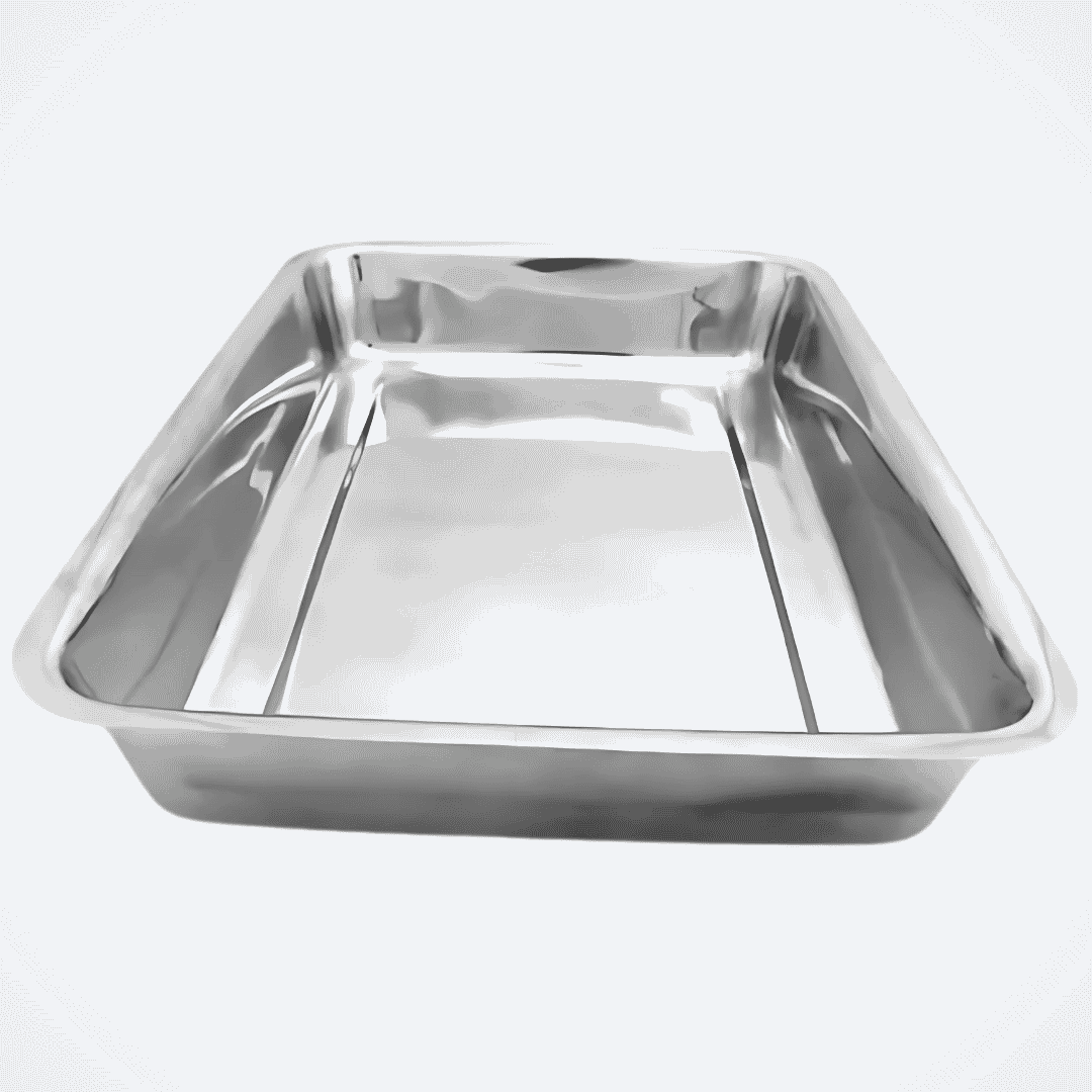 baby tray - Stainless steel tray on a white background