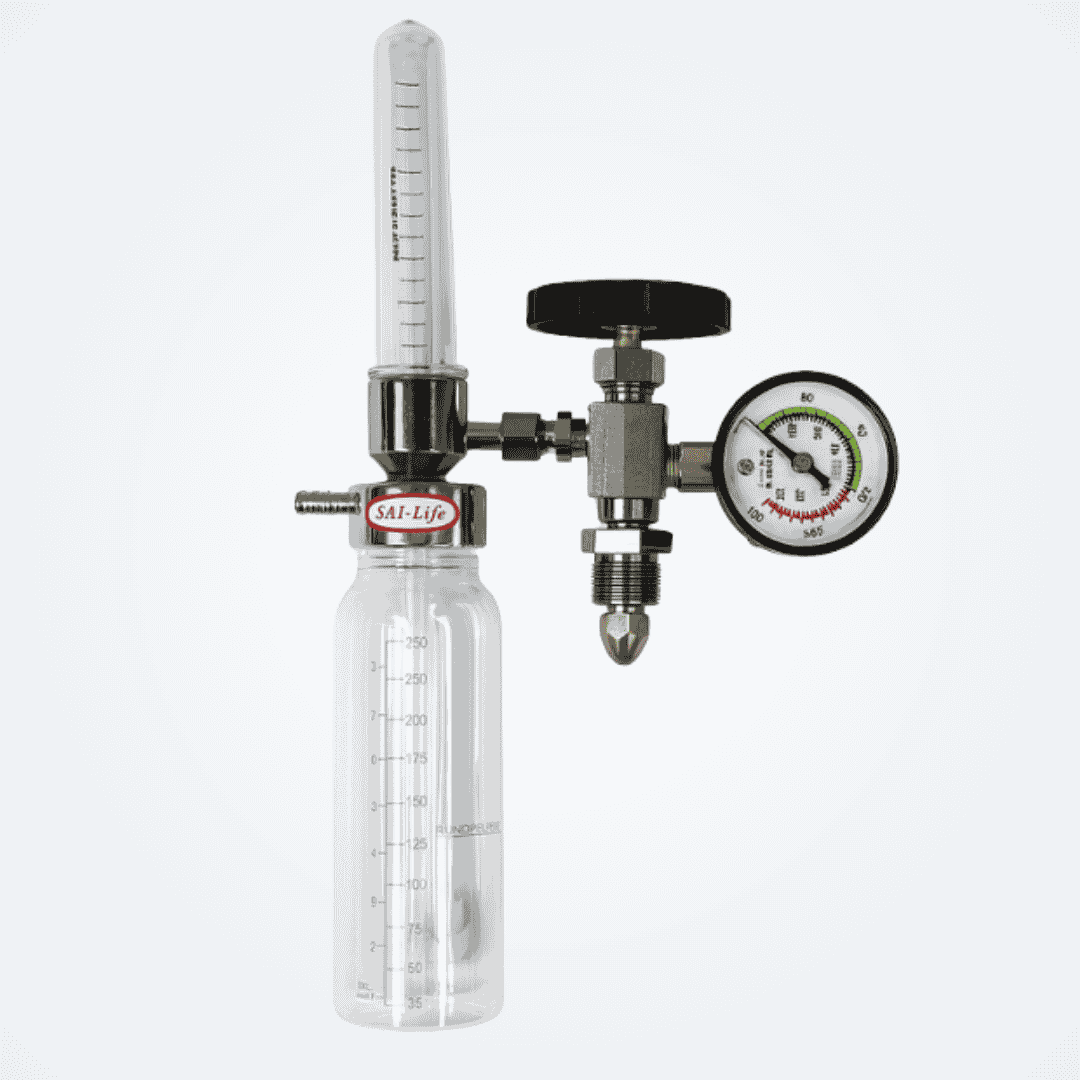 OXYGEN FLOW METER WITH BOTTLE METAL BODY