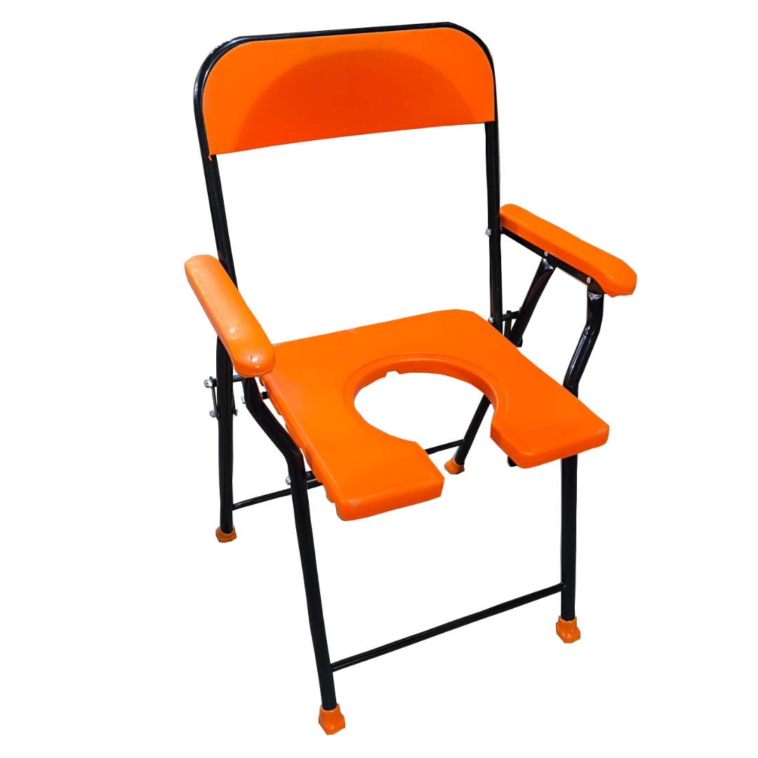COMMODE CHAIR DELUXE MODEL ABS HANDLE ORANGE