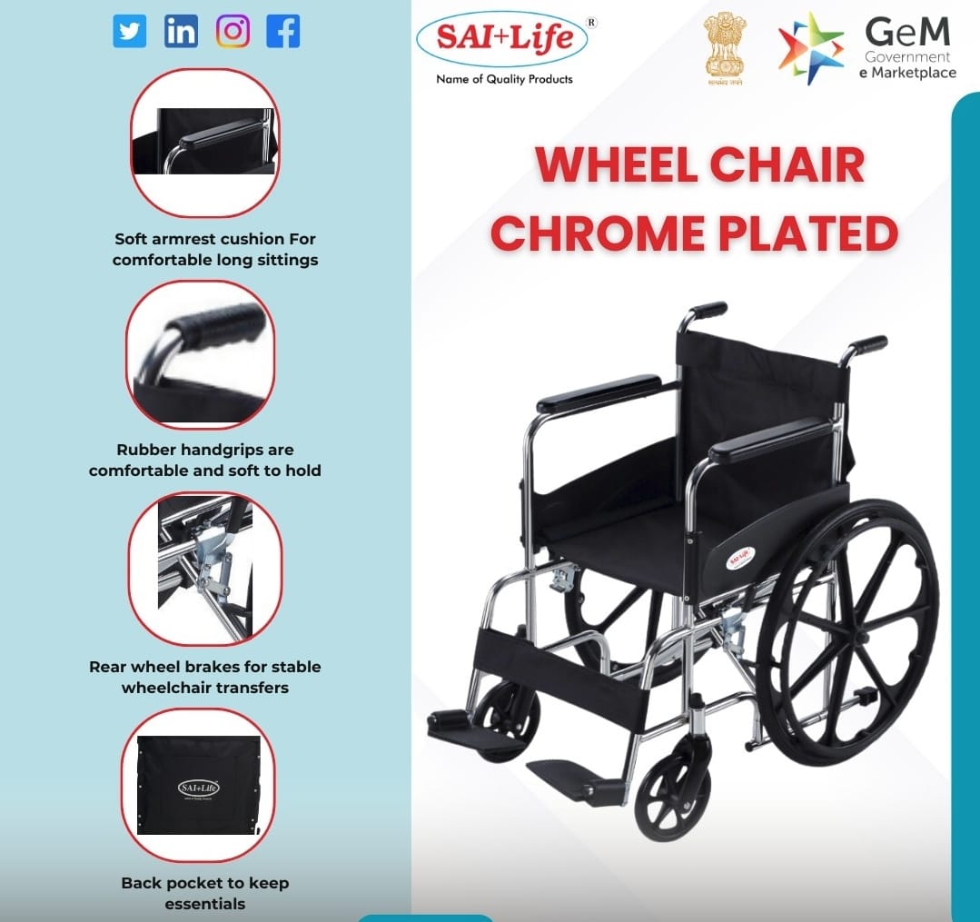WHEEL CHAIR CHROME PLATED - Sai Life Medical Devices