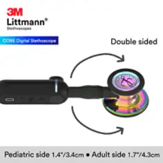 3M™ Littmann® CORE Digital Stethoscope, 8570, High Polish Rainbow Chestpiece, Black Tube, Stem and Headset, 27 in