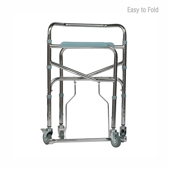 Foldable metal walker with wheels