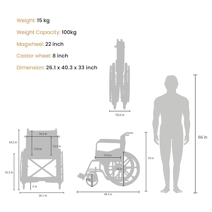 Frido FSS100  Foldable Wheelchair-Manual