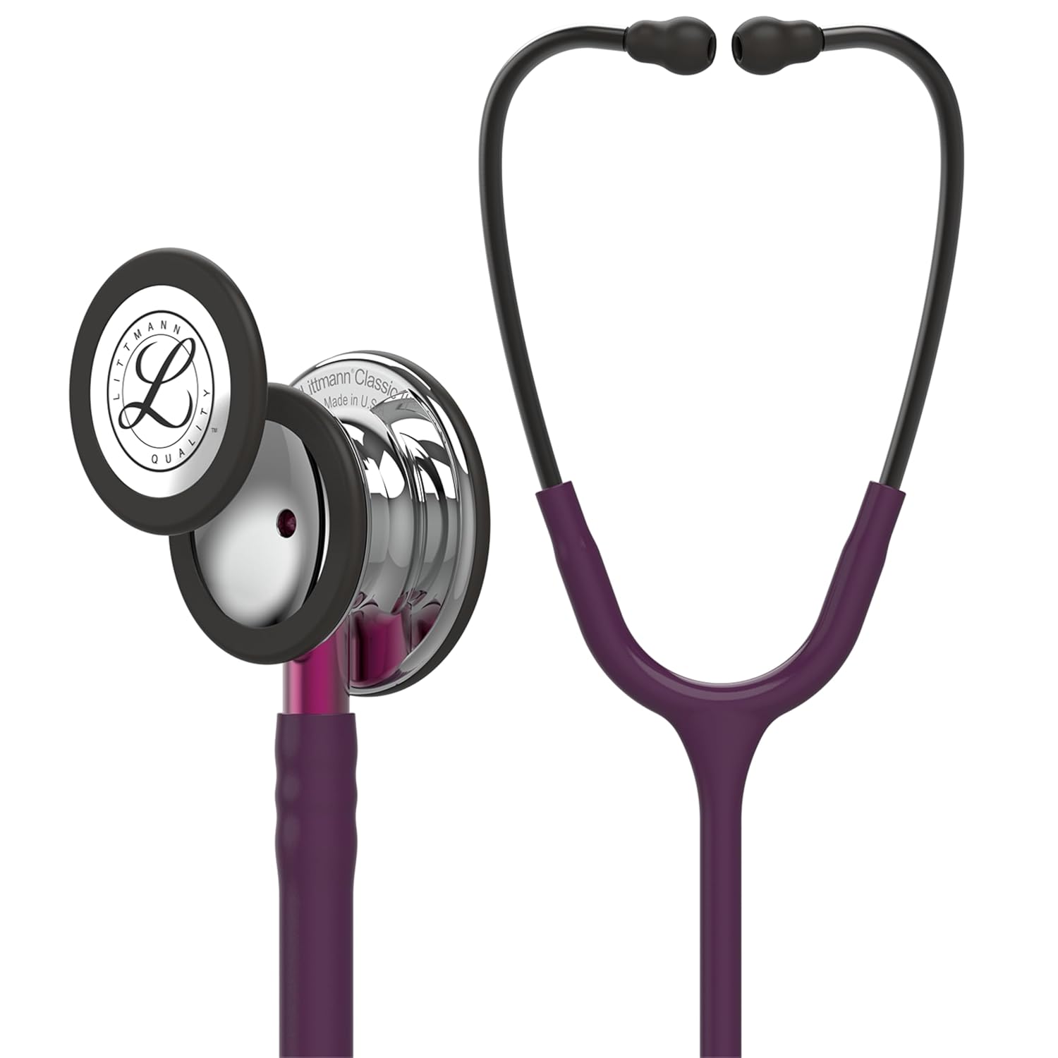 3M™ Littmann® Classic III™ Monitoring Stethoscope, Mirror Chestpiece, Pearl Pink Tube, Pink Stem and Smoke Headset, 27 in, 5962