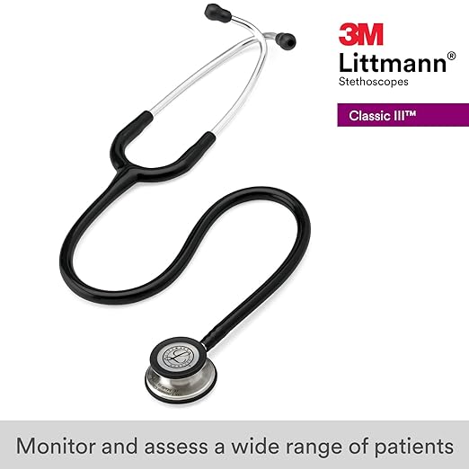3M™ Littmann® Classic III™ Monitoring Stethoscope, Black Tube, 27 in, 5620