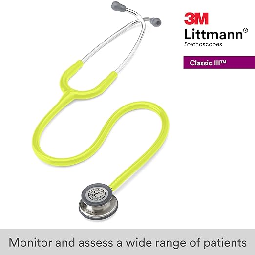 3M™ Littmann® Classic III™ Monitoring Stethoscope, Lemon-Lime Tube, 27 in, 5839
