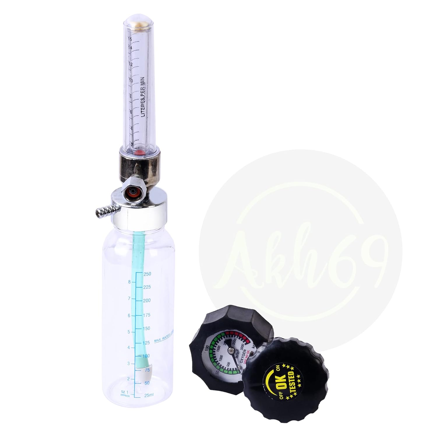 OXYGEN FLOW METER WITH BOTTLE METAL BODY