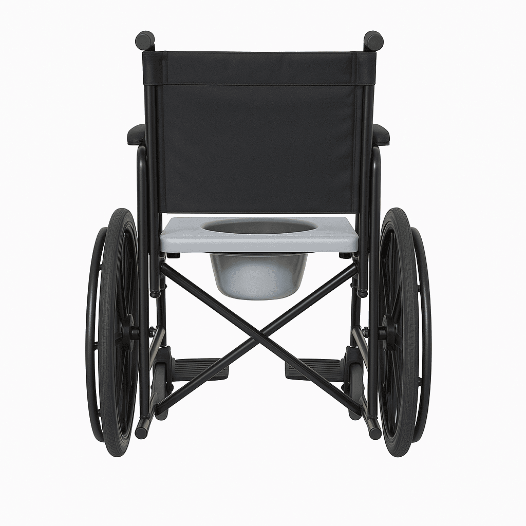 Wheelchair with attached commode
