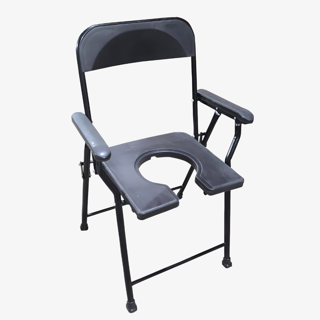 COMMODE CHAIR DELUXE MODEL ABS HANDLE BLACK