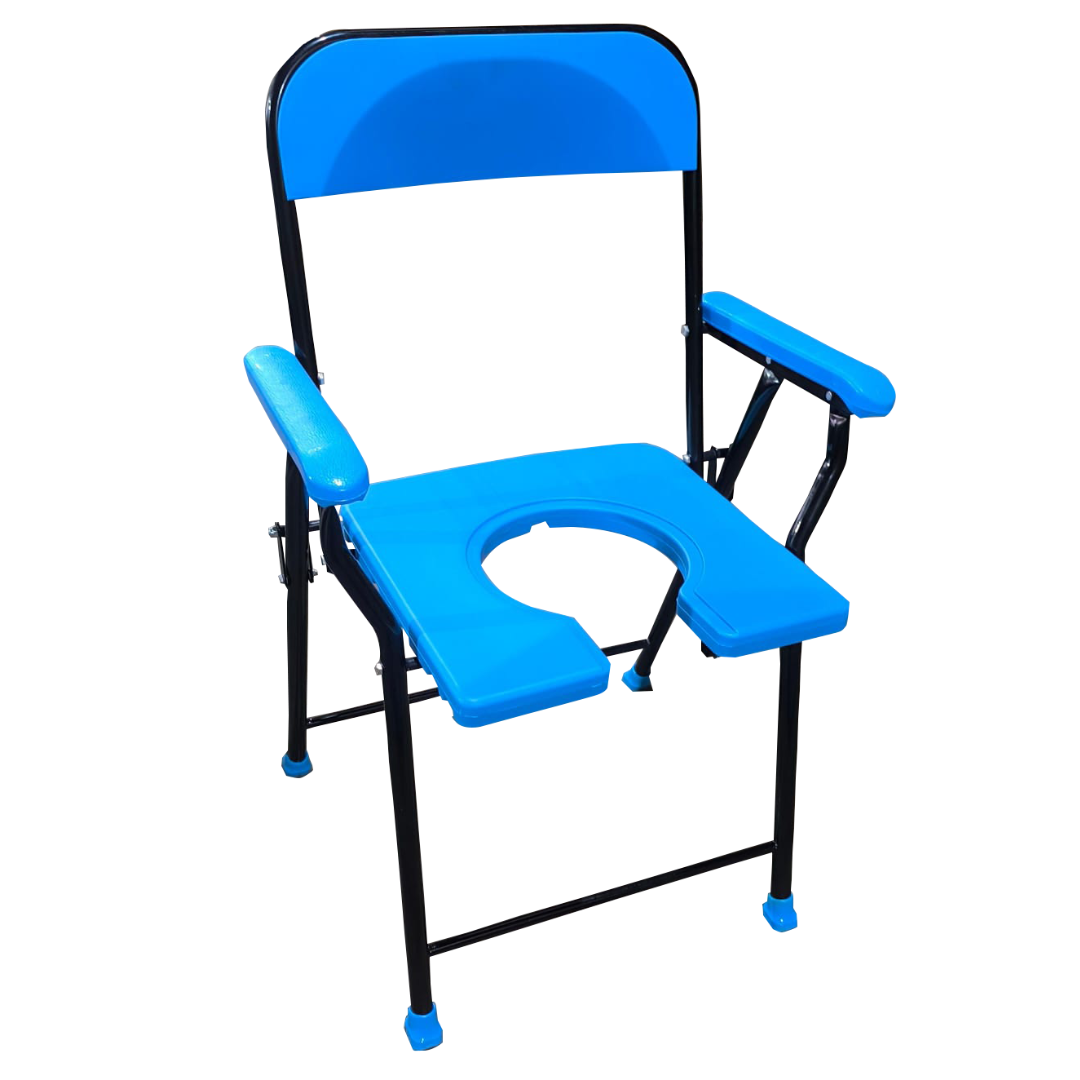COMMODE CHAIR DELUXE MODEL ABS HANDLE BLUE