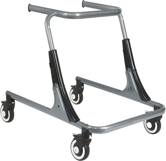 Gray walker with wheels on a white background