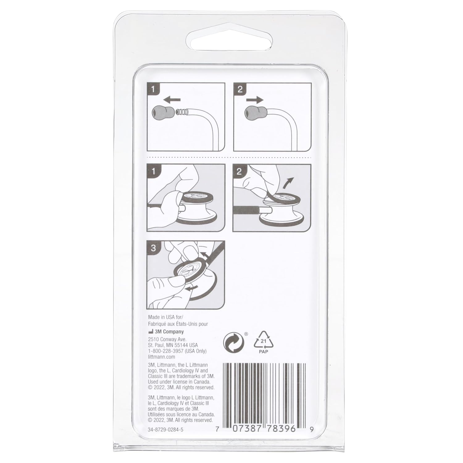 3M™ Littmann® Stethoscope Spare Parts Kit, Classic III™ and Cardiology IV™, Black, 40016