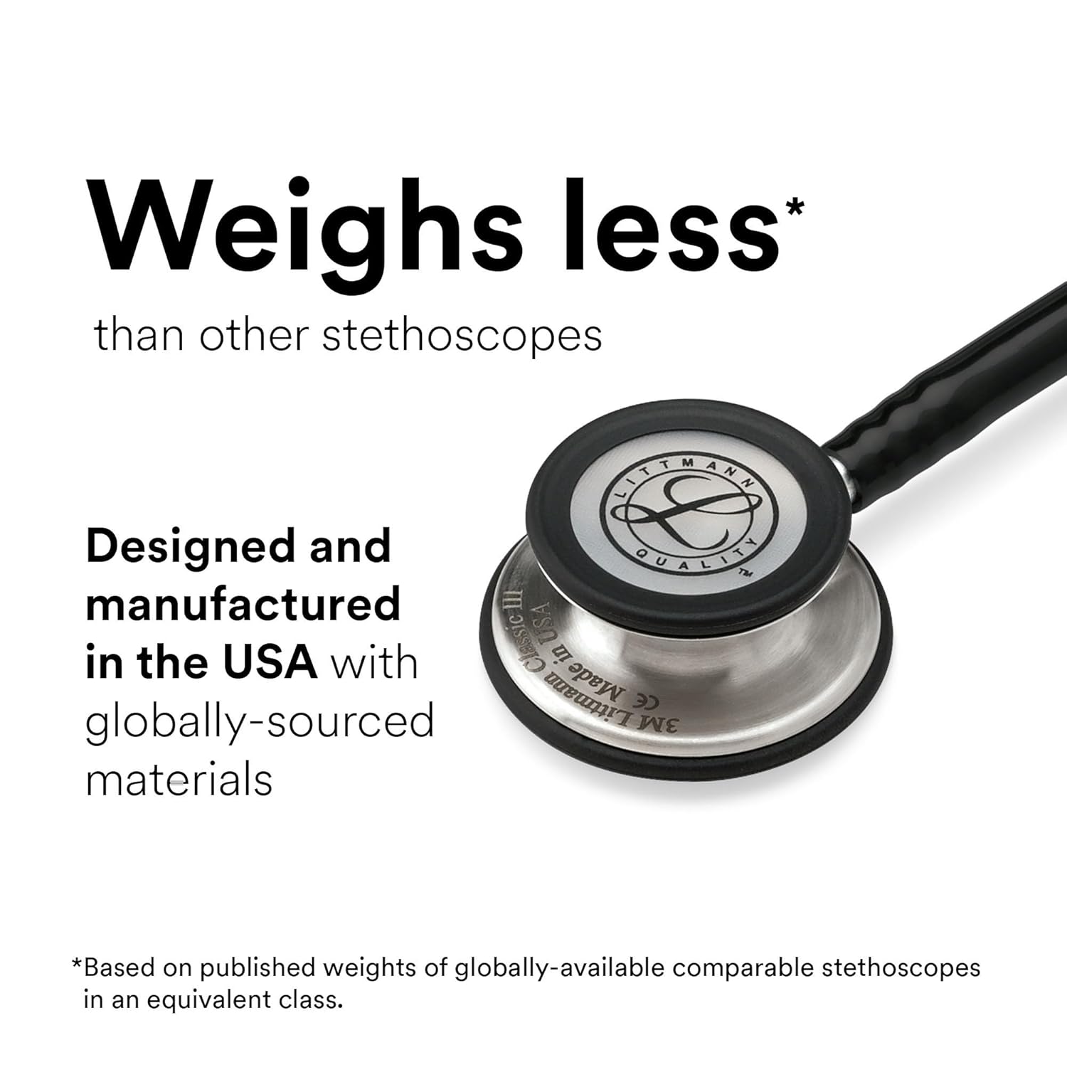 3M Littmann Classic III Monitoring Stethoscope, Black-Finish Chestpiece, stem and headset, Burgundy Tube, 27 inch, 5868