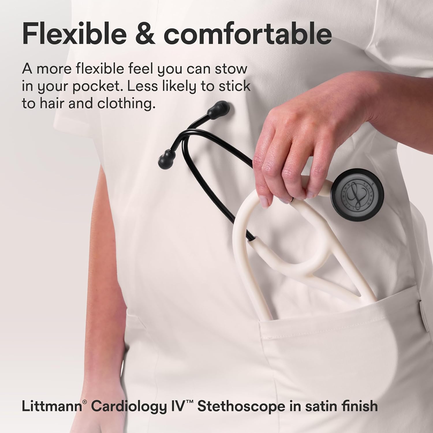 3M™ Littmann® Cardiology IV™ Diagnostic Stethoscope, Black Matte Chestpiece, Alabaster Satin Finish Tube, 6186C