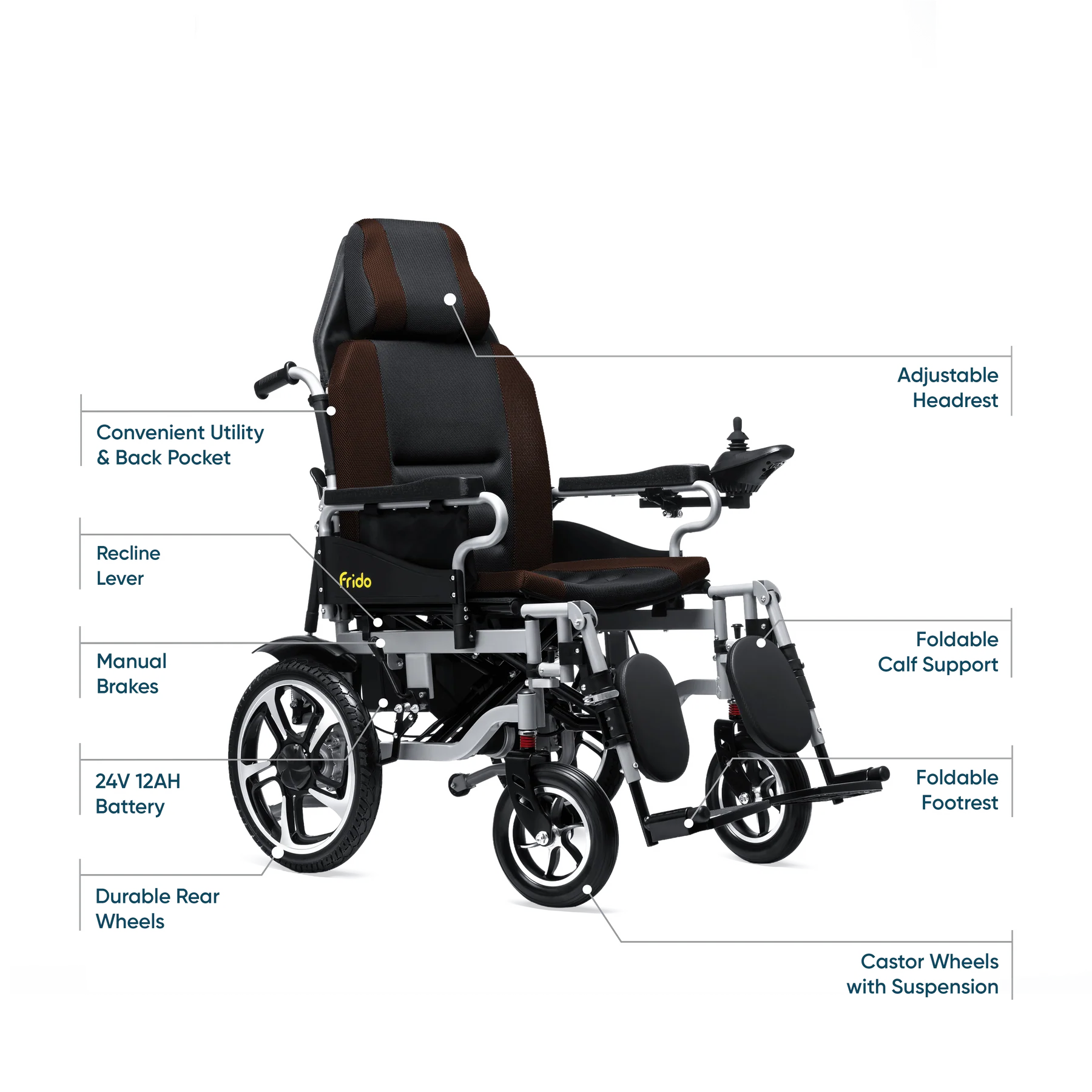 Frido Heavy Duty Recliner Electric Wheelchair