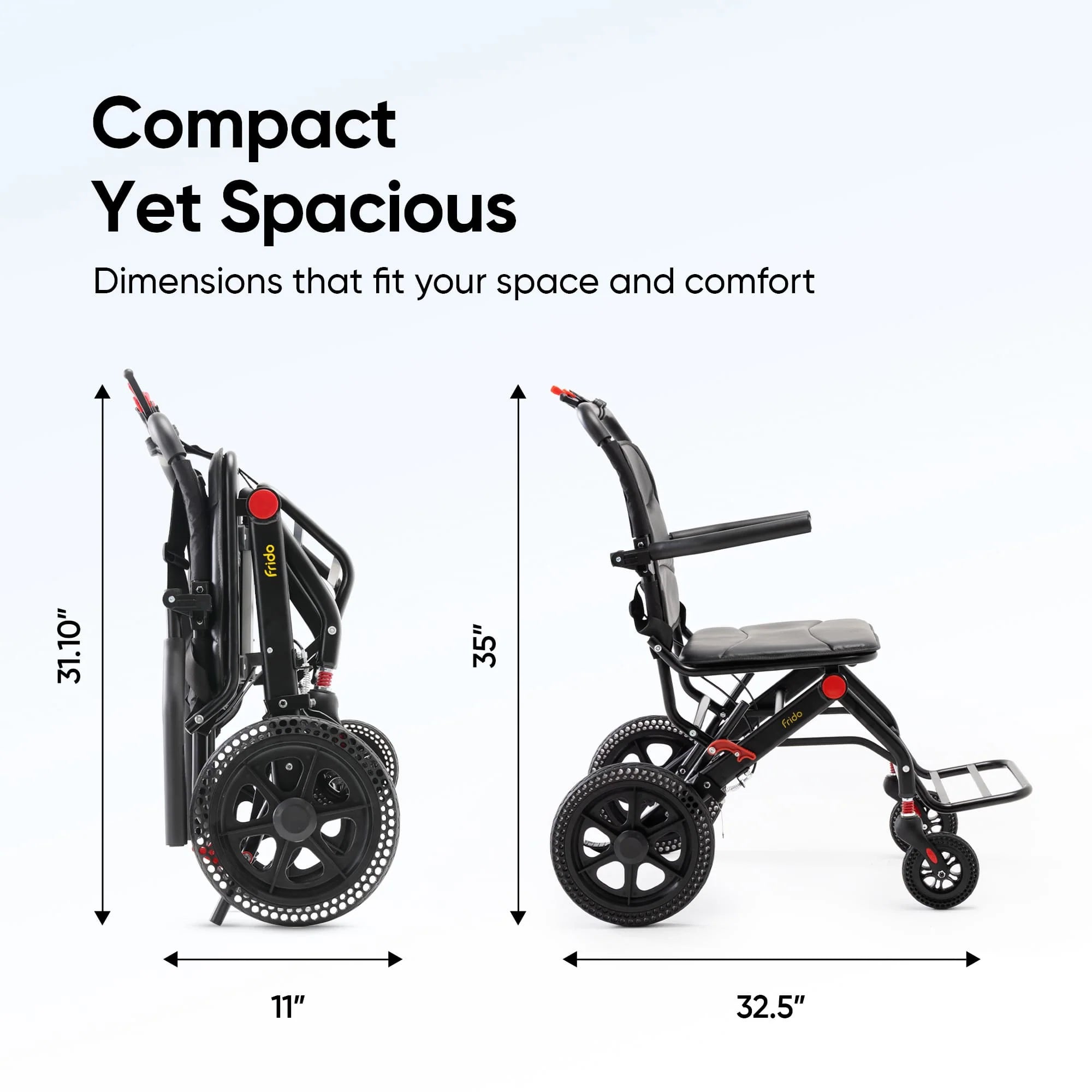 Frido Foldable Travel Wheelchair-Manual