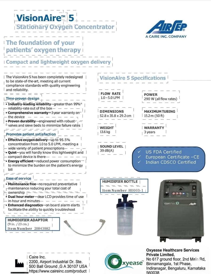 AirSep VisionAire 5 LPM Oxygen Concentrator