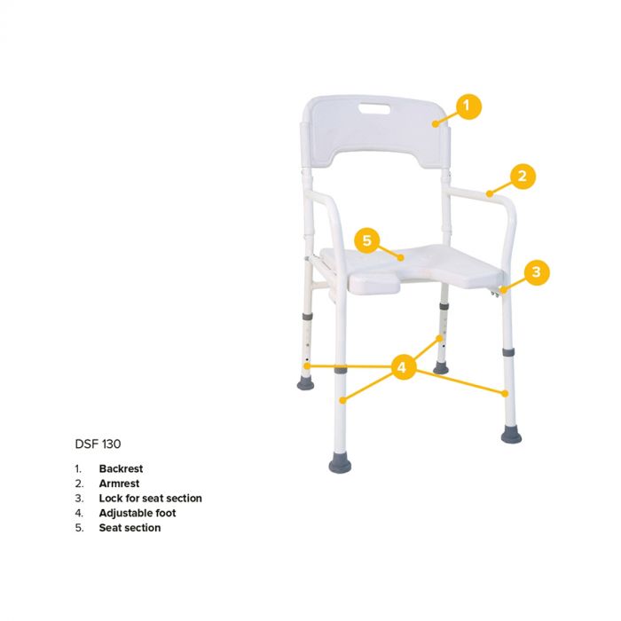 Foldable Shower Chair DSF 130 | White Colour | Welded Steel