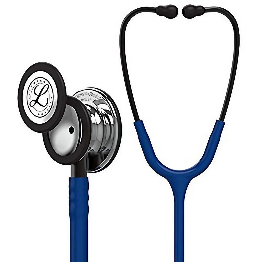 3M™ Littmann® Classic III™ Monitoring Stethoscope, Mirror - Finish Chestpiece, Navy Blue Tube, Smoke Stem, 5863
