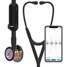 3M™ Littmann® CORE Digital Stethoscope, 8570, High Polish Rainbow Chestpiece, Black Tube, Stem and Headset, 27 in
