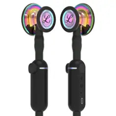 3M™ Littmann® CORE Digital Stethoscope, 8570, High Polish Rainbow Chestpiece, Black Tube, Stem and Headset, 27 in