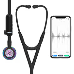 3M™ Littmann® CORE Digital Stethoscope, 8570, High Polish Rainbow Chestpiece, Black Tube, Stem and Headset, 27 in
