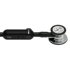 3M™ Littmann® CORE Digital Stethoscope, 8890, Mirror Chestpiece, Black Tube, Stem and Headset, 27 in
