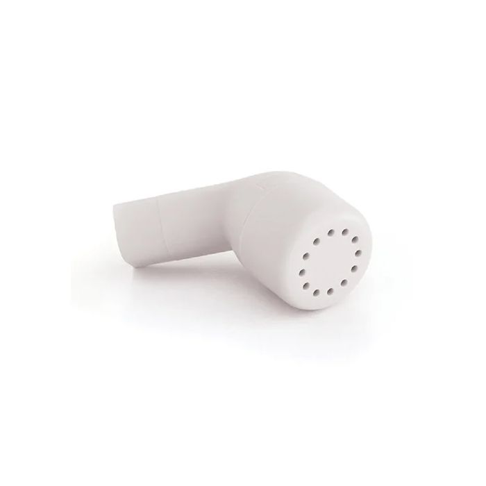 Lung Flutter White ceramic pepper grinder on a white background