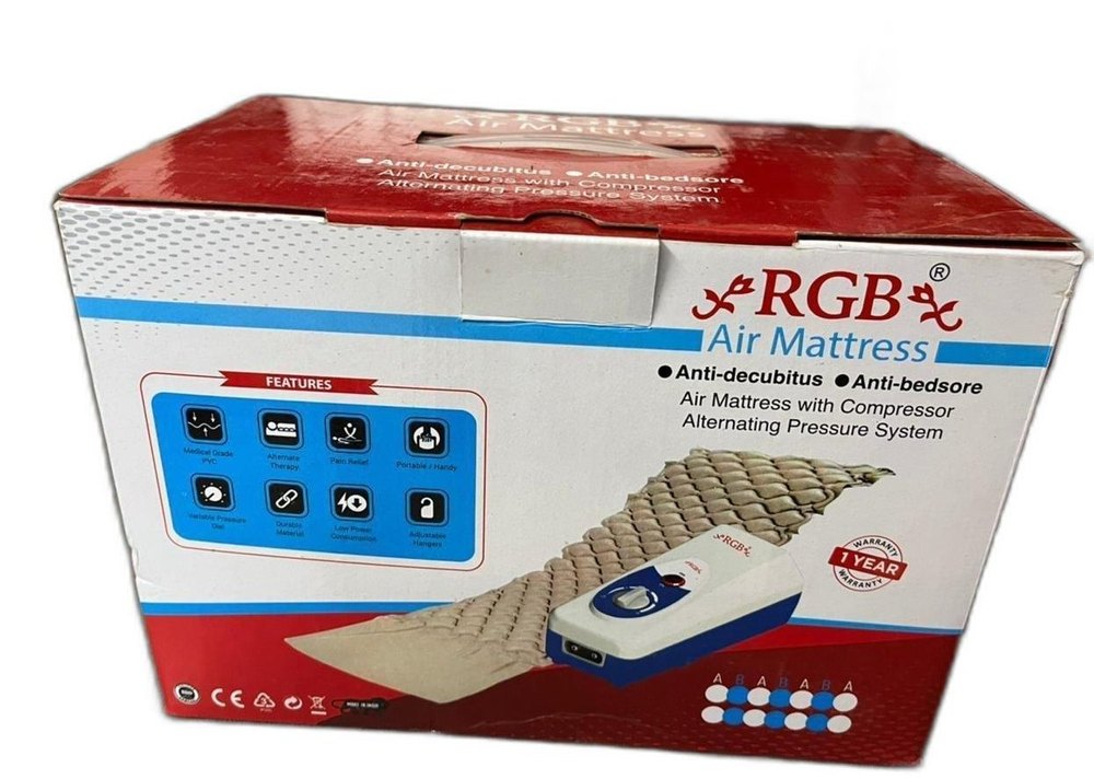 RGB Anti-Decubitus Anti-Bedsore Air Mattress with Compressor Alternating Pressure System (White, Beige), Premium Material